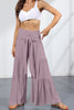 Tie Front Smocked Tiered Culottes