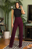 High Waist Pants With Self Fabric Buckle Detail On The Waist