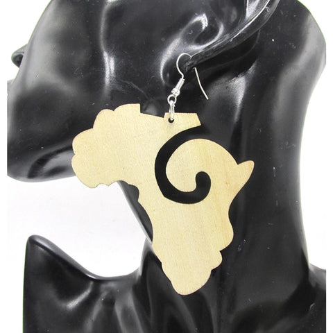 African swirl natural wood earrings