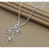 Silver 925 Three Lovely Butterfly Pendant Necklace