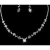 Middle stone leaf abstract Silver Plated Crystal Choker set