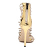 Gold Crystal Sandals Stiletto Cage Sandal
